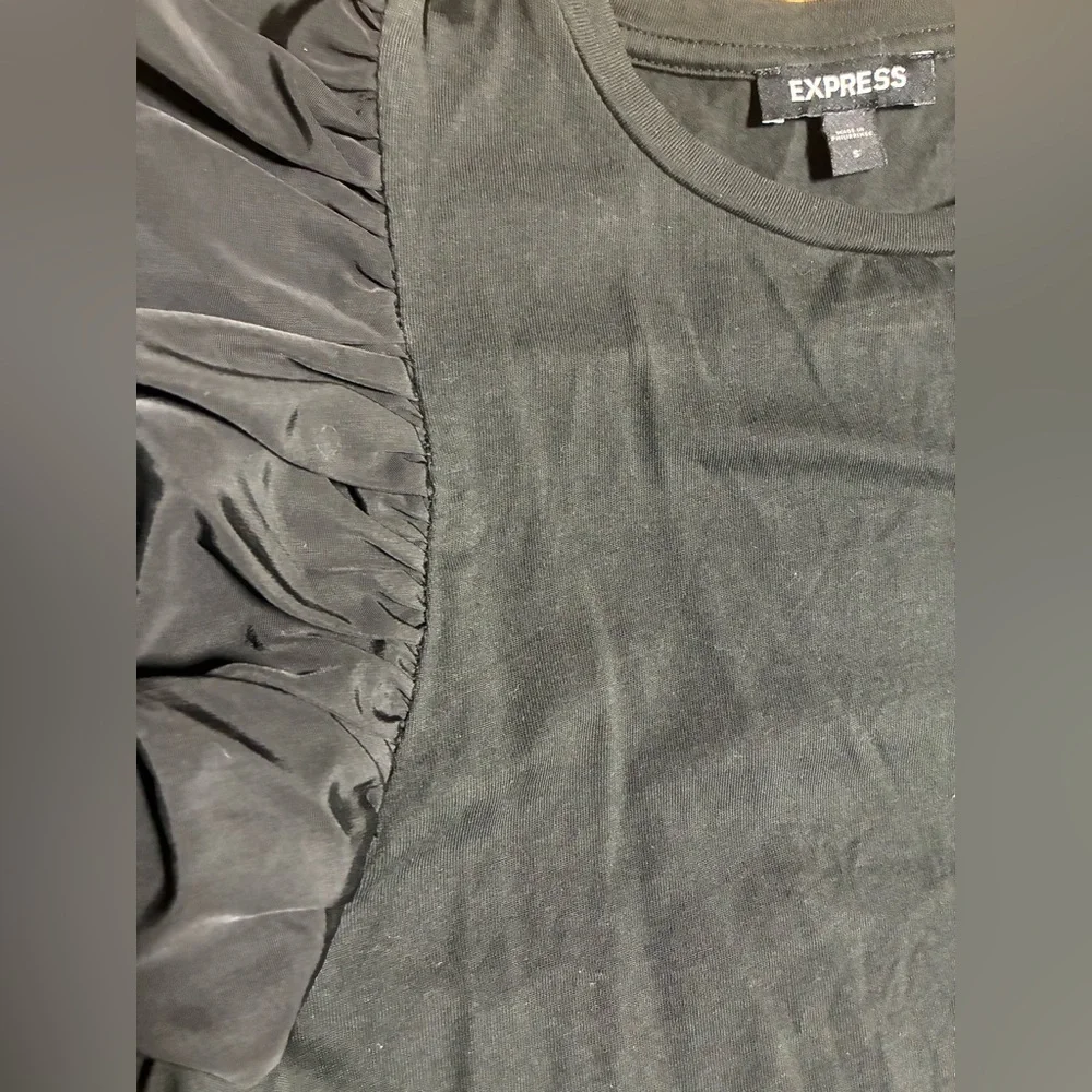 Express Elegant Black Puff Sleeve Blouse - Picture 4 of 4